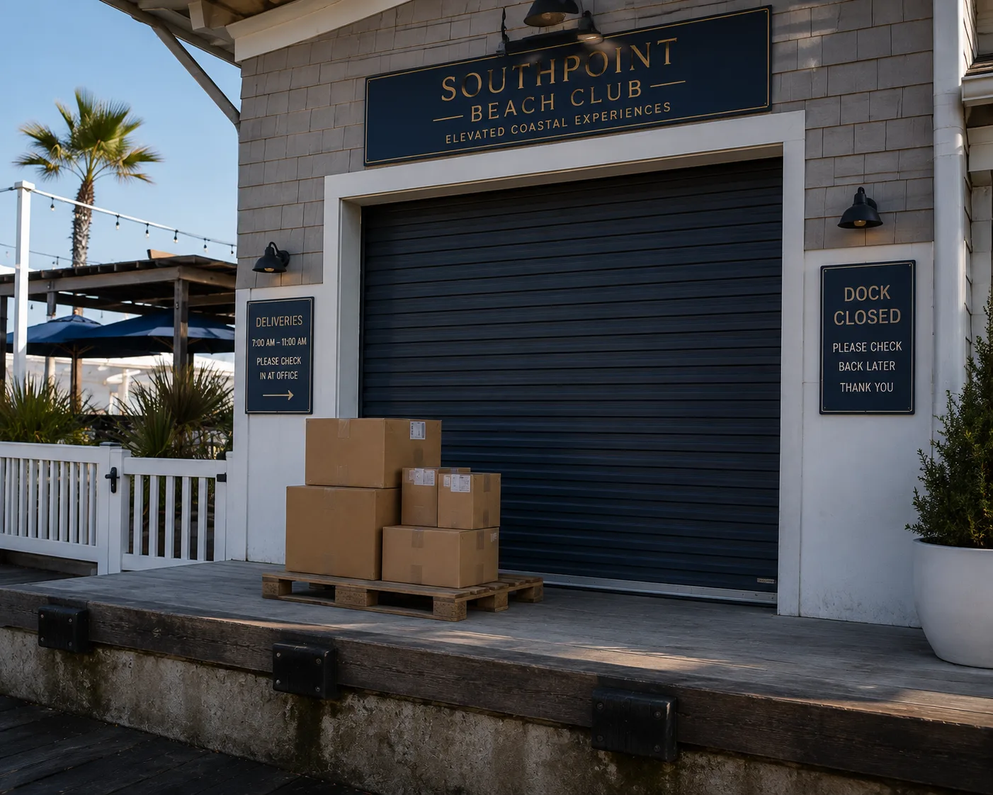 Commercial delivery waiting outside a closed receiving location
