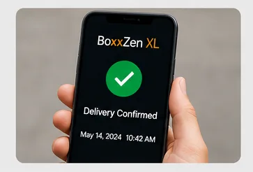 BoxxZen XL delivery confirmation on mobile device